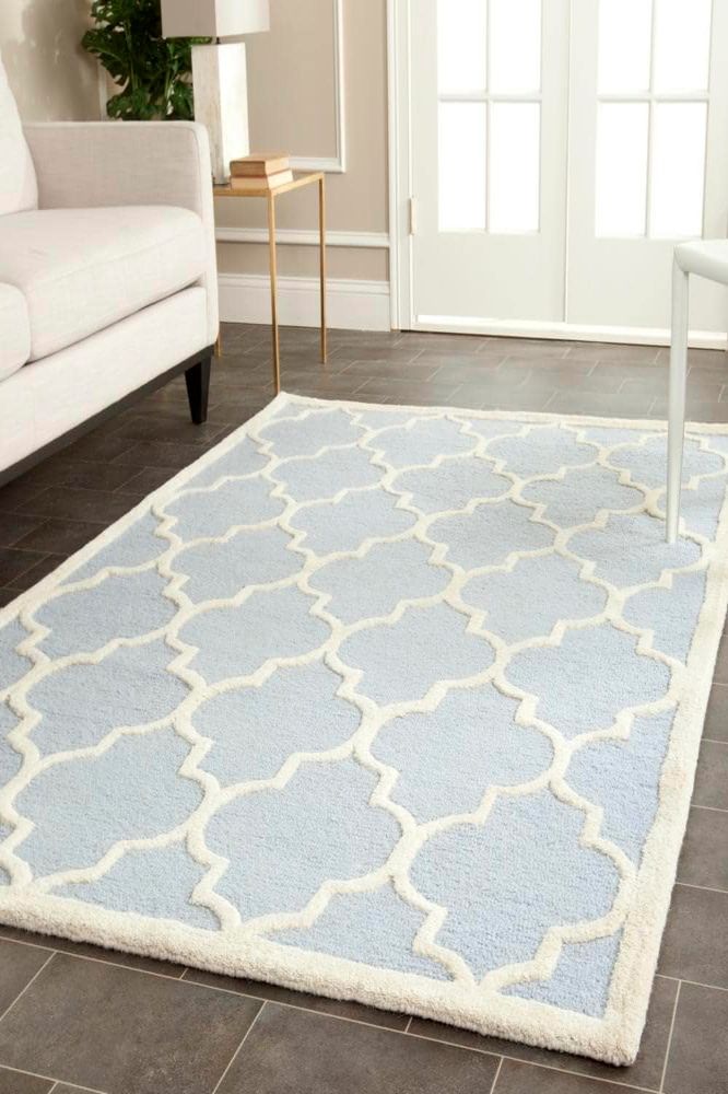 BLUE IVORY MOROCCAN MODERN HAND TUFTED CARPET