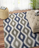 NAVY GREY AZTEC HAND TUFTED CARPET