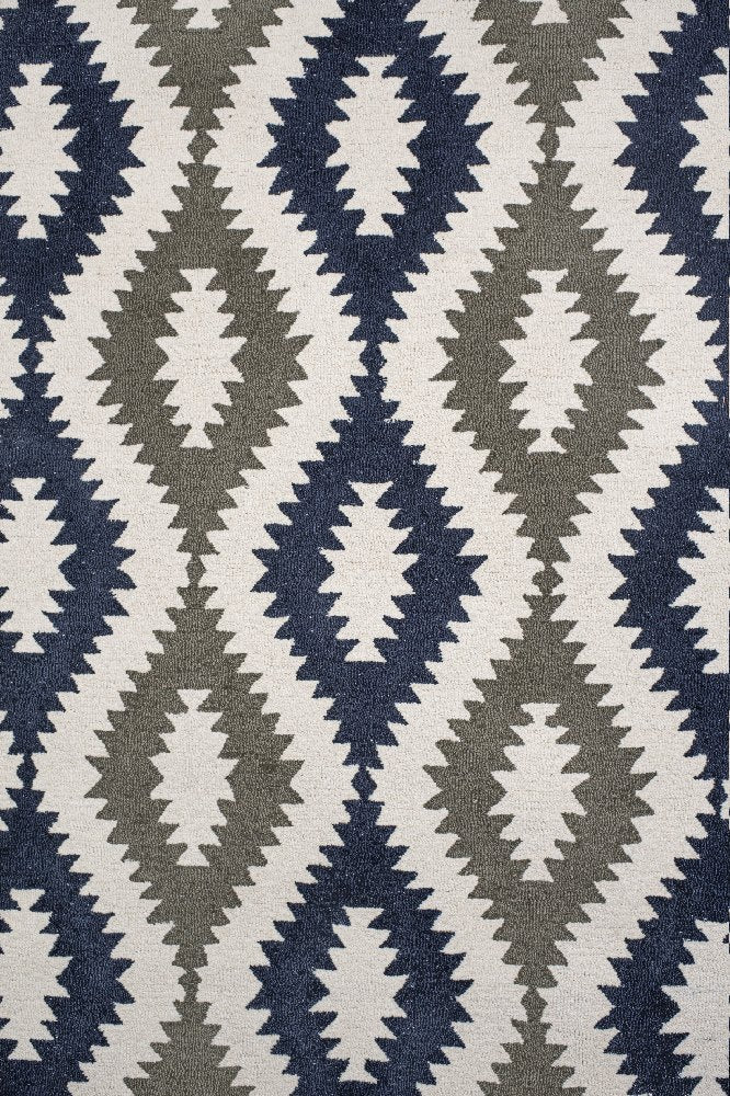 NAVY GREY AZTEC HAND TUFTED CARPET