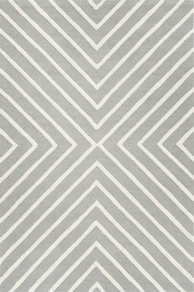 GREY AND IVORY GEOMETRIC HAND TUFTED CARPET