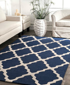 BLUE AND WHITE MOROCCAN HAND TUFTED CARPET