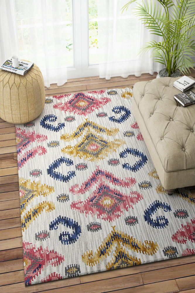 MULTICOLOR GREY IKAT HAND TUFTED CARPET