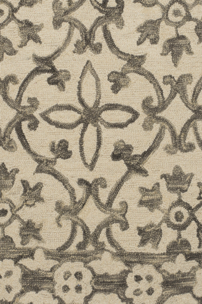 IVORY DAMASK HAND TUFTED CARPET