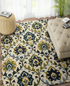 IVORY DAMASK HAND TUFTED CARPET