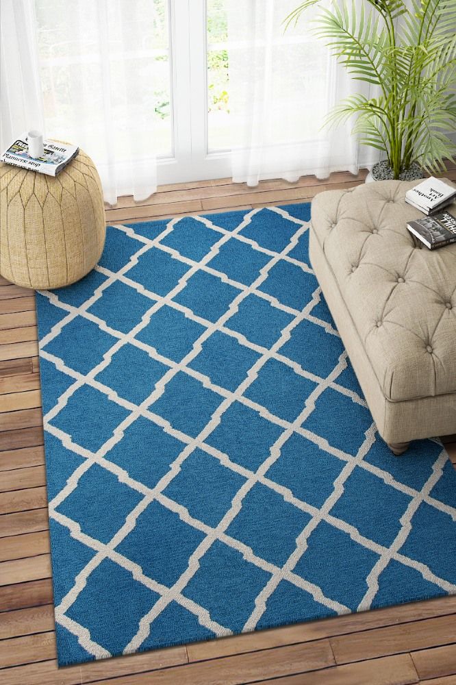 TEAL IVORY MOROCCAN HAND TUFTED CARPET