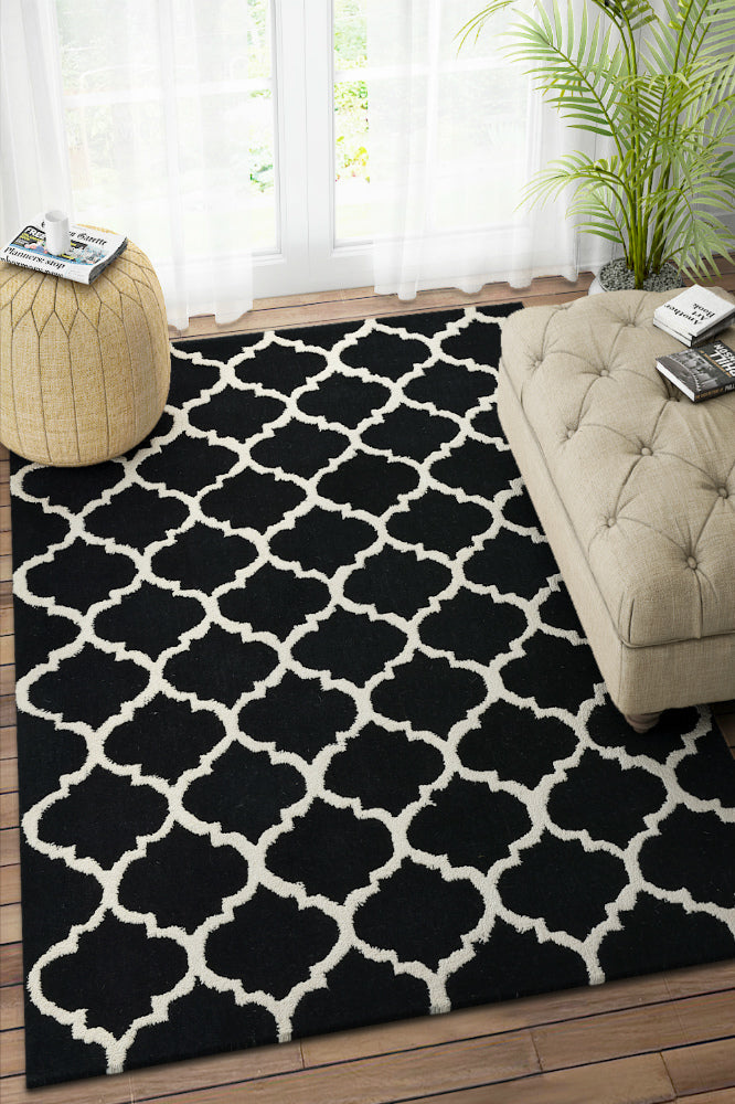 BLACK AND WHITE MOROCCAN HAND TUFTED CARPET