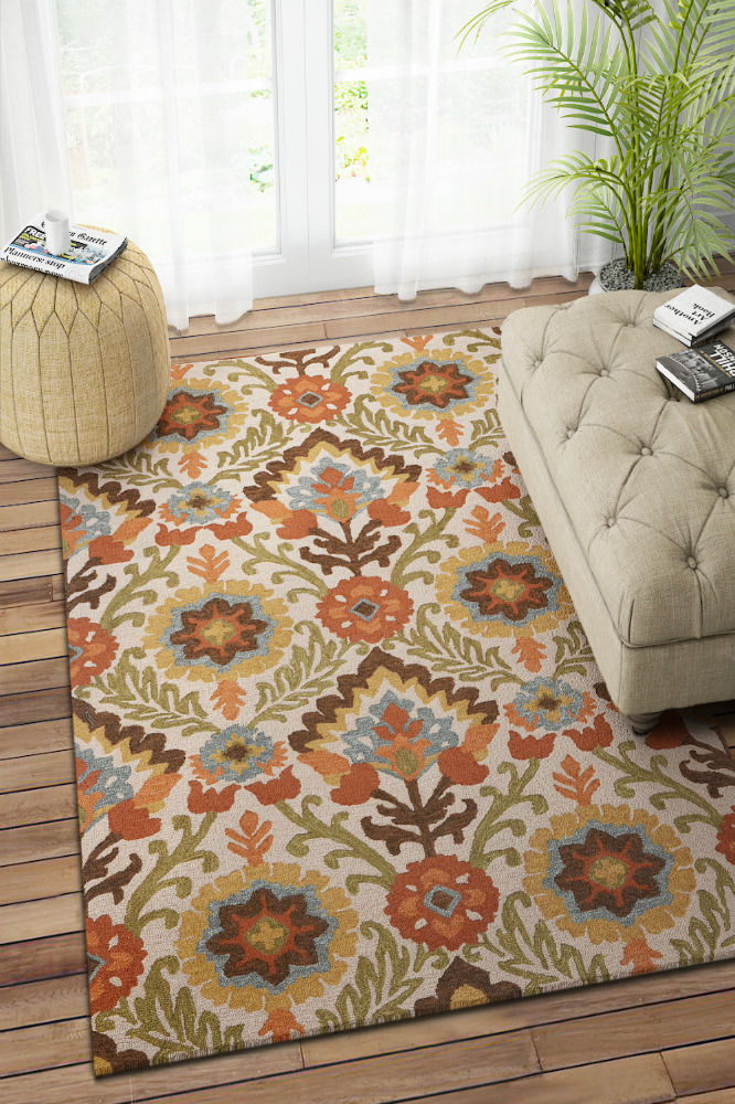 MULTICOLOR FLORAL HAND TUFTED CARPET