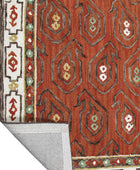 MAROON AND RUST TRADITIONAL HAND TUFTED CARPET