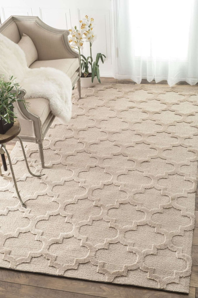 BEIGE MOROCCAN HAND TUFTED CARPET